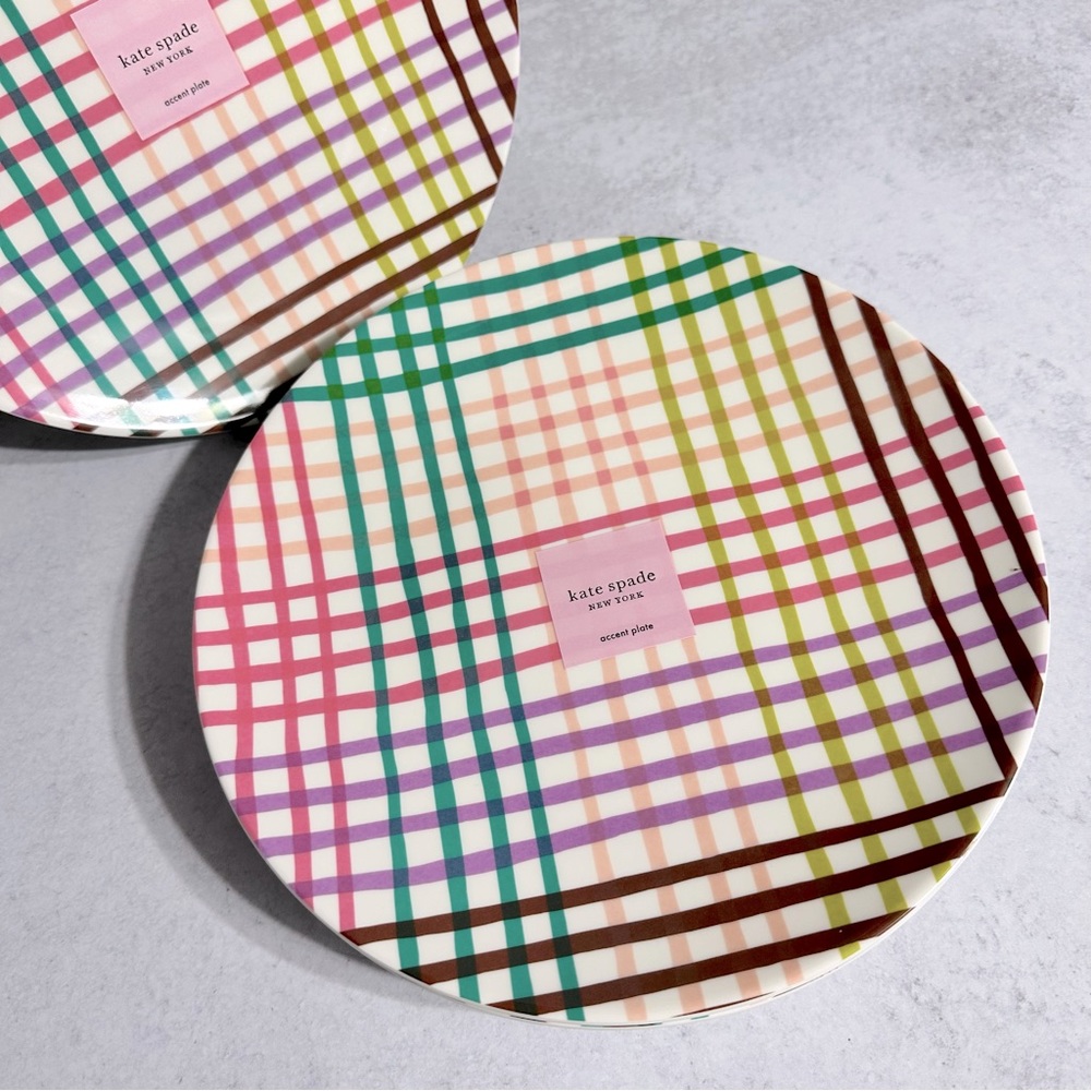 Kate Spade Rainbow Gingham Plates